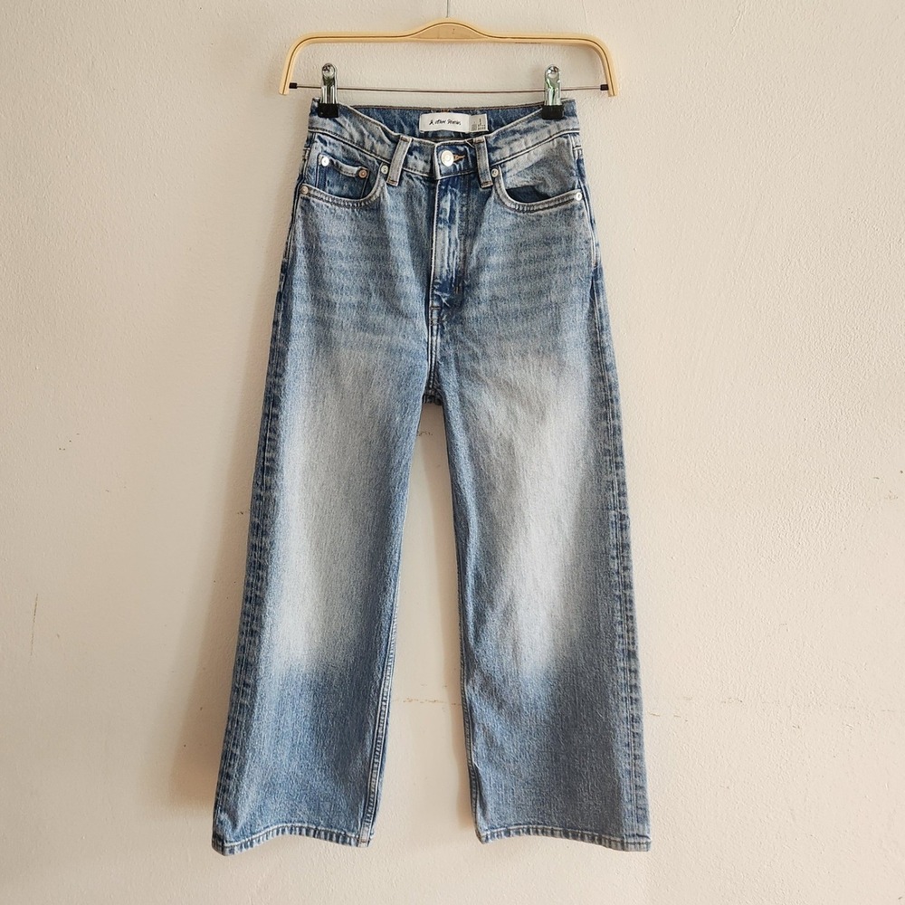 & Other Stories High Rise Cropped Wide Leg Jeans 0 Blue Light Wash Denim